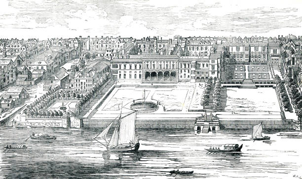 istock Somerset House on River Thames 18th Century illustration London England 1426950620
