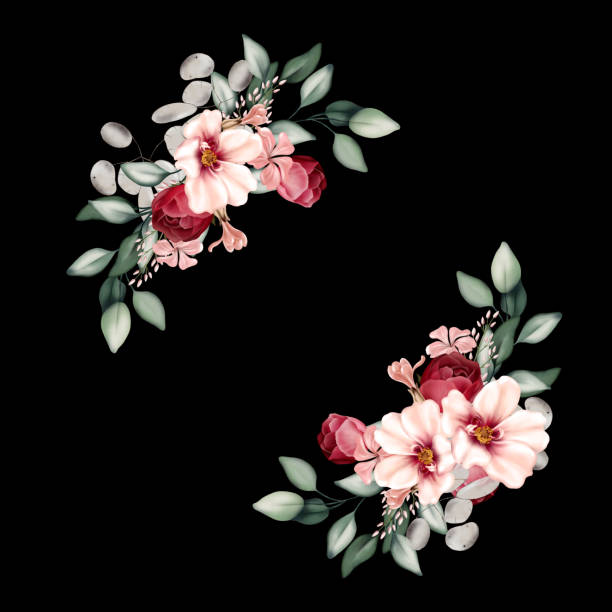 istock Elegant wreath with peonies, roses and eucalyptus leaves. 1426951364