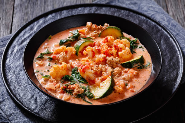 istock Creamy Tomato Soup with ground Chicken and veggies 1426951389