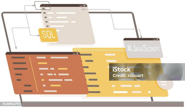 Working On Web Development Concept Of Script Coding And Programming In ...