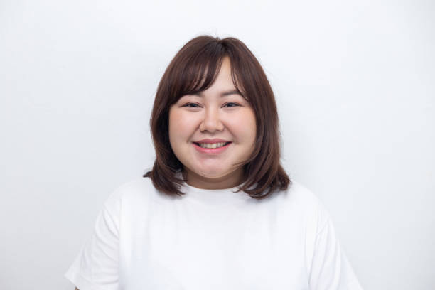 istock Isolated Chubby Woman with Smiling Face 1426977083