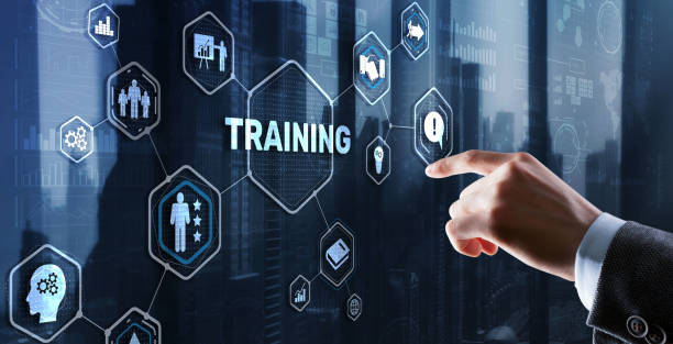 istock Trainning concept. Businessman pressing on touch screen interface inscription 1426978002