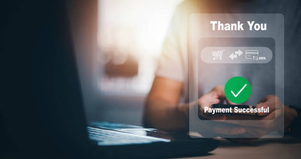 istock Smartphone with Online payment ,Hand touch banking online bill payment Approved concept button, credit card and network connection icon on business technology virtual screen background 1426987425