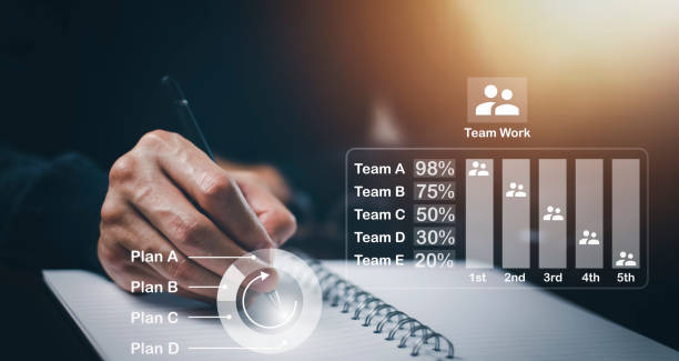 istock Man using pen write project of Stock market or forex trading graph and candlestick chart suitable for financial investment, Economy trends background for business idea, Corporate business technology, 1426987437