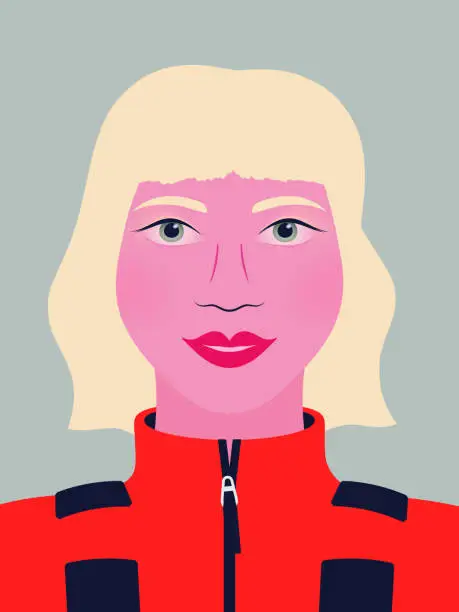 Vector illustration of Young female EMT/paramedic