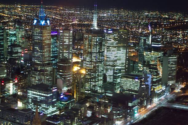 istock Aerial view of Melbourne by night 1426995430