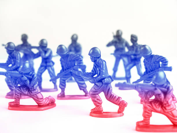 istock Mobilization in Russia. Soldiers on a light background. 1426998633