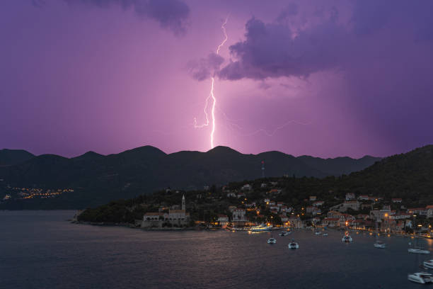 Storm, cloudy sky over by horizon with milky way.