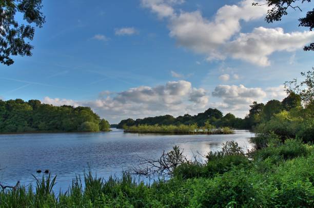 istock Beautiful landscape at a lake with a reflective water surface 1427012488