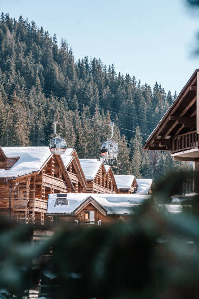 chalet di tronchi a verbier, siwtzerland - mountain cabin european alps switzerland foto e immagini stock