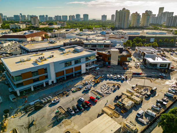 Aerial photo Aventura Mall under expansion construction stock photo