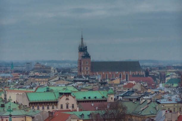 istock Cloudy cityscape of Krakow,  Poland 1427022592