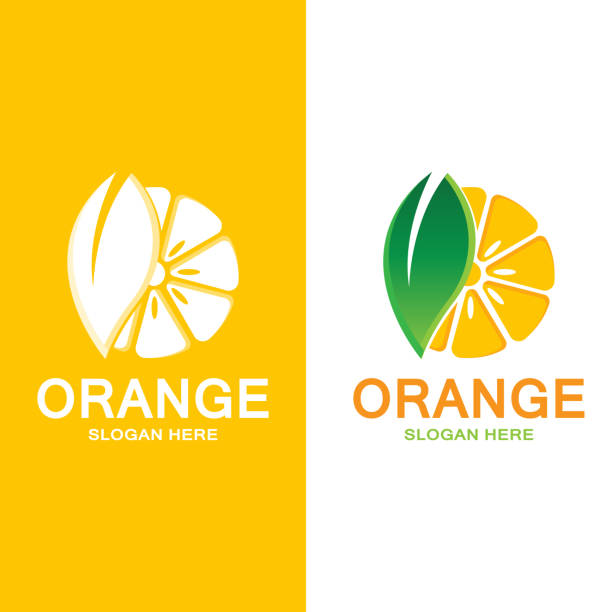 свежий оранжевый фрукт логотип иконка вектор, ломтик лайма - smoothie fruit orange juice stock illustrations