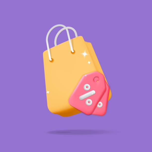 istock 3d vector online shopping paper bag with discount coupons label with percent sign design 1427041302