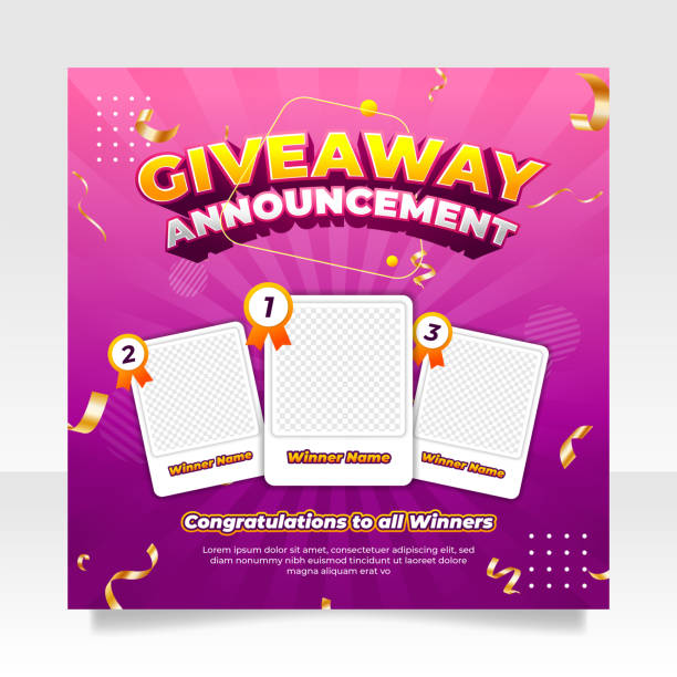 giveaway gewinner ankündigung social media post banner vorlage - pfosten stock-grafiken, -clipart, -cartoons und -symbole