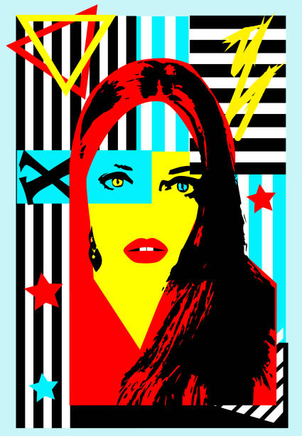 istock Beautiful woman's head portrait with red lips, graffiti looking at camera. Black silhouette of a Arabian woman with beautiful eyes. 1427073493