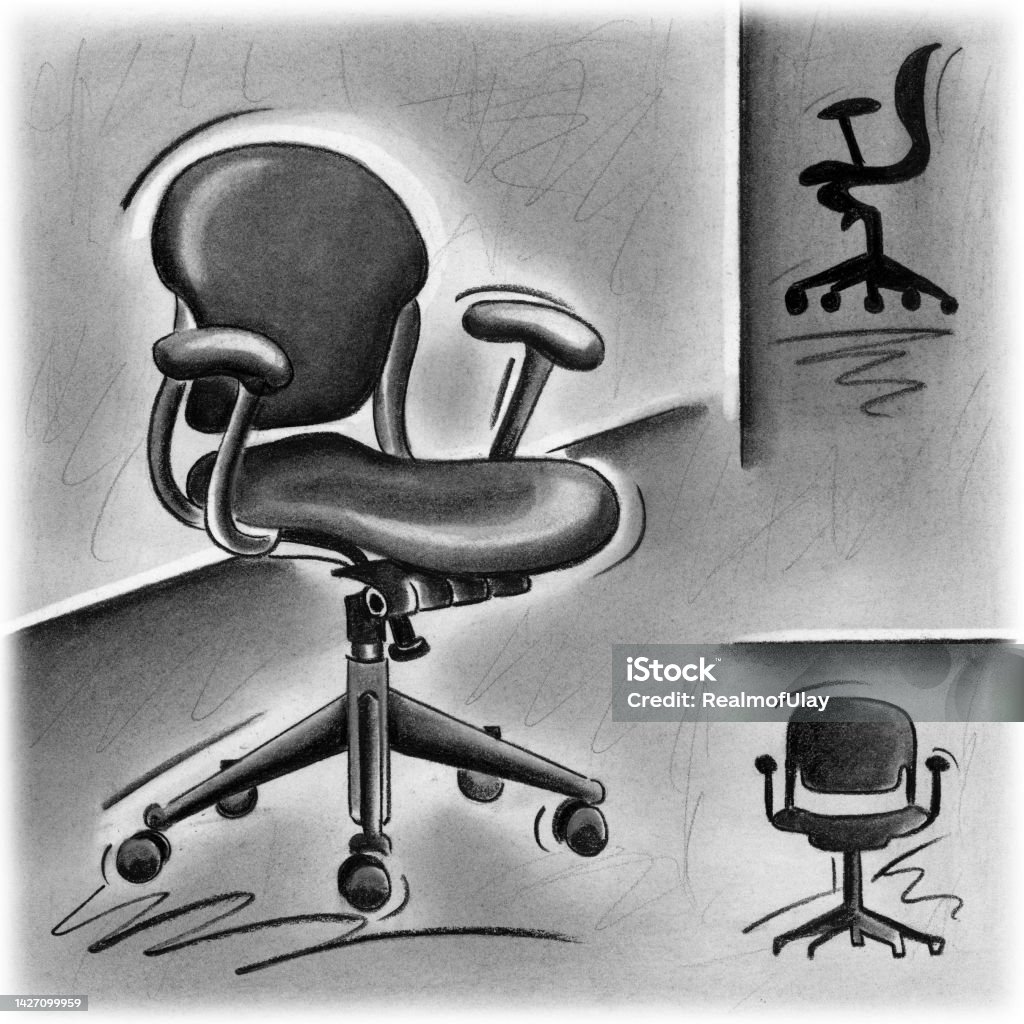 Task Chair Line Drawing Work Chair Stock Illustration - Download Image Now - Armchair, Black ...