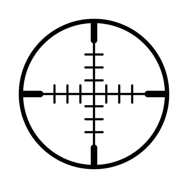 Vector illustration of Black line icon in scope or crosshair shape