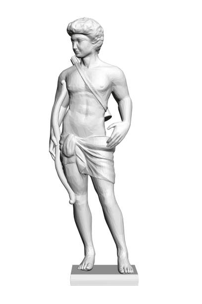 istock Polygonal model sculpture of a male archer isolated on white background. Front view. 3D. Vector illustration. 1427107463
