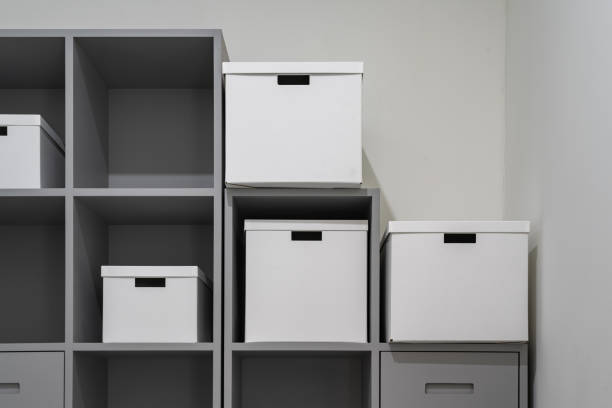 Modern apartment design elements, home office cupboards