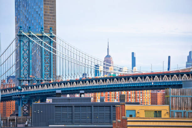 istock Manhattan bridge and New York City skyline view, 1427118900