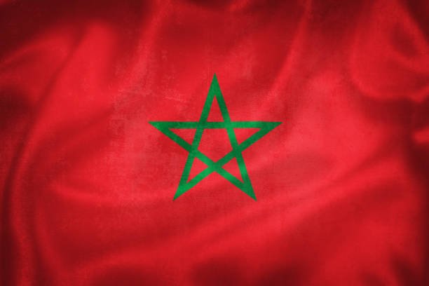 grunge 3d-illustration der marokkanischen flagge - moroccan flags stock-fotos und bilder