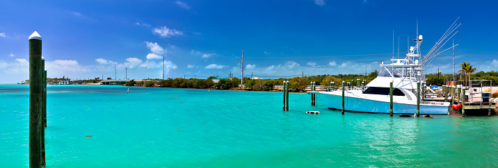 Islamorada turquoise harbor panoramic view on Florida Keys, Florida states of USA