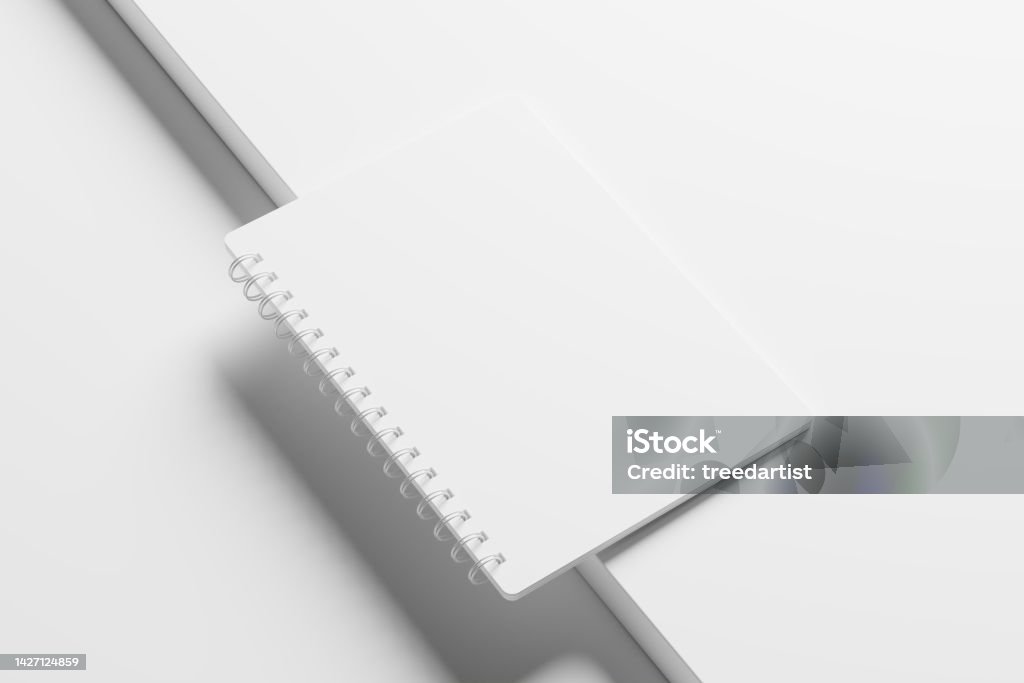Notebook Rounded A4 A5 Rounded Corner Spiral Notebook 3d Rendering White Blank Mockup ...