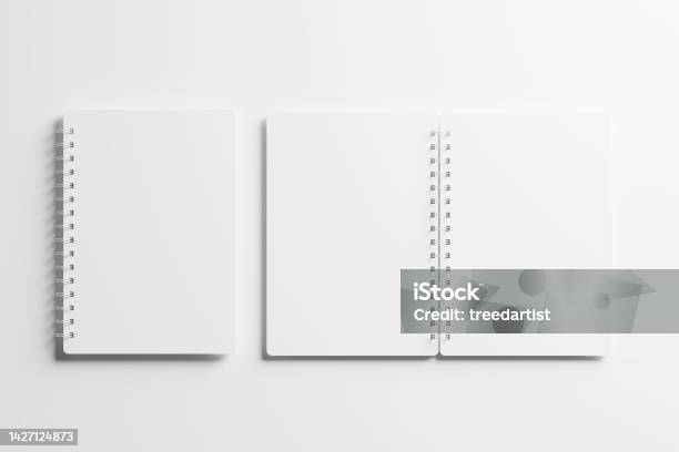 Notebook Rounded A4 A5 Rounded Corner Spiral Notebook 3d Rendering White Blank Mockup ...