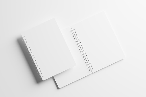 Notebook Rounded A4 A5 Rounded Corner Spiral Notebook 3d Rendering White Blank Mockup ...