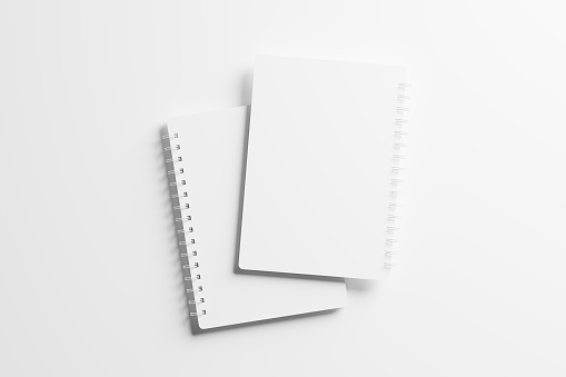 Notebook Rounded A4 A5 Rounded Corner Spiral Notebook 3d Rendering White Blank Mockup ...