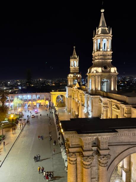 istock Arequipa cathedral by night, Peru 1427125624