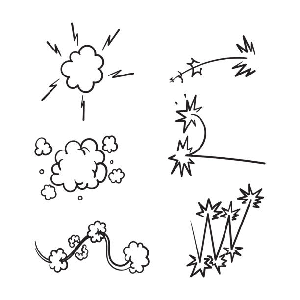 handgezeichneter doodle bump impact explosion illustration vektor - breaking wind audio stock-grafiken, -clipart, -cartoons und -symbole