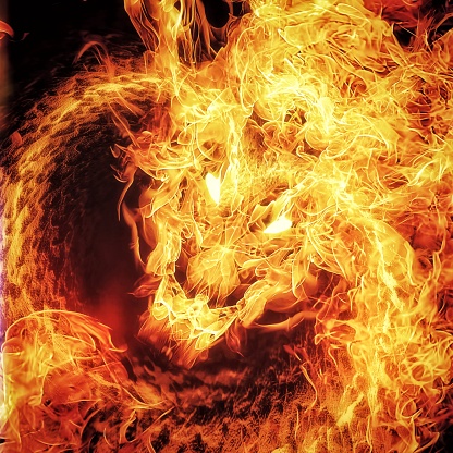3d illustration of fire flames swirling in dragon shape
