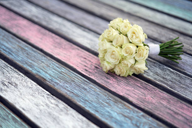 Bride holding flower bouquet