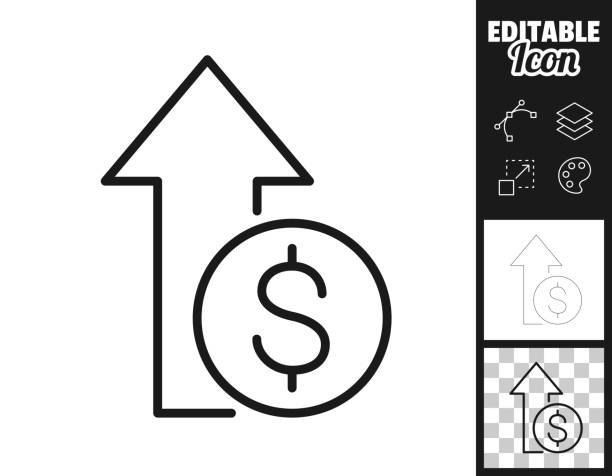 ilustraciones, imágenes clip art, dibujos animados e iconos de stock de aumento del dólar. icono para el diseño. fácilmente editable - moving up prosperity growth arrow sign