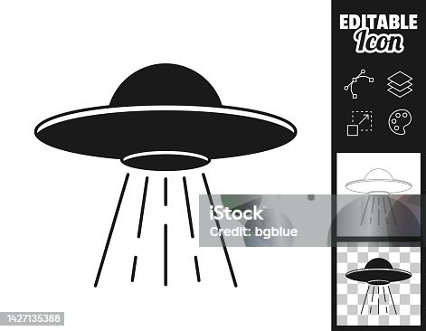 istock UFO - Flying saucer with light beam. Icon for design. Easily editable 1427135388
