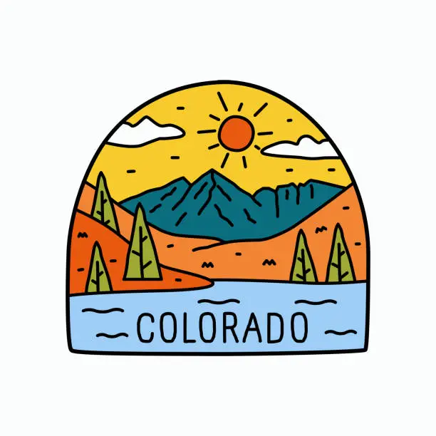 Vector illustration of Elk Mountain Colorado national park design for badge, sticker, patch, t shirt design, etc
