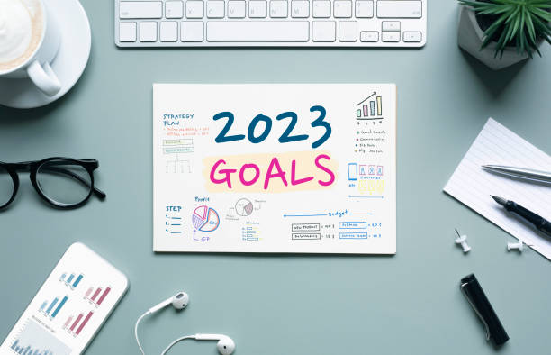 istock 2023,business goals with text on notepad and office accessories 1427141860