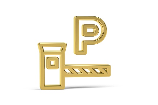Golden 3d boom gate icon isolated on white background - 3d render