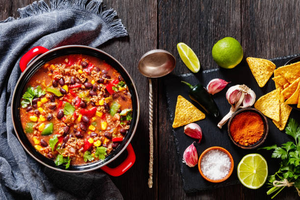 istock taco soup of ground beef, corn, beans and veggies 1427142631