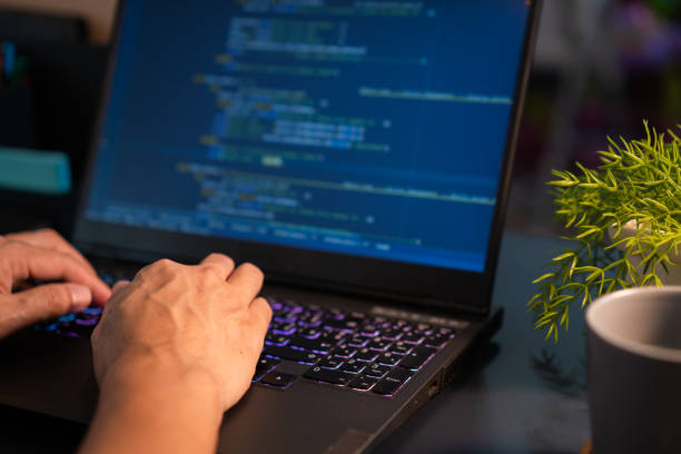 Freelance Software developers Hands working from home in the night time. Working late Freelance Software developers Hands working from home in the night time. Working late python stock pictures, royalty-free photos & images