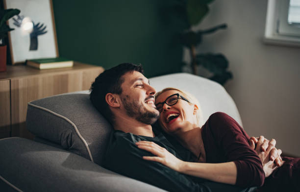 Happy Couple Enjoying Relaxing Together