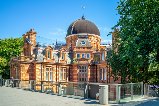 London, UK - July 2, 2018: Royal Observatory Greenwich, an observatory situated on a hill in Greenwich Park, overlooking the River Thames