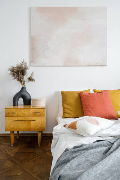 istock Bedroom interior with abstract painting on wall 1427192640