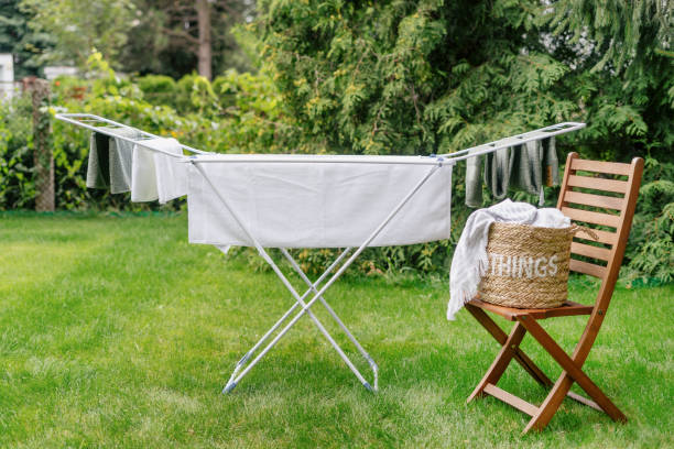 istock clean clothes on drying rack outdoors 1427196764