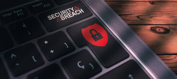 istock Banner of laptop keyboard with system breach warning on button. 1427198804
