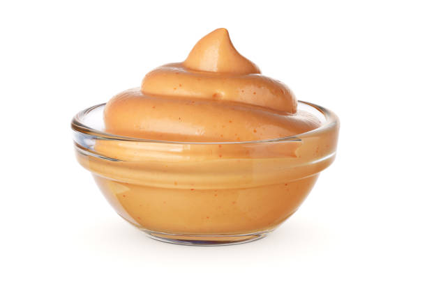 classic burger sauce in the bowl isolated. - sauces dip ketchup mayonnaise imagens e fotografias de stock