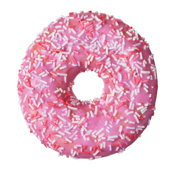 Pink donut isolated on white background