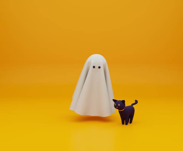 3d rendering Halloween illustration with ghost stock photo